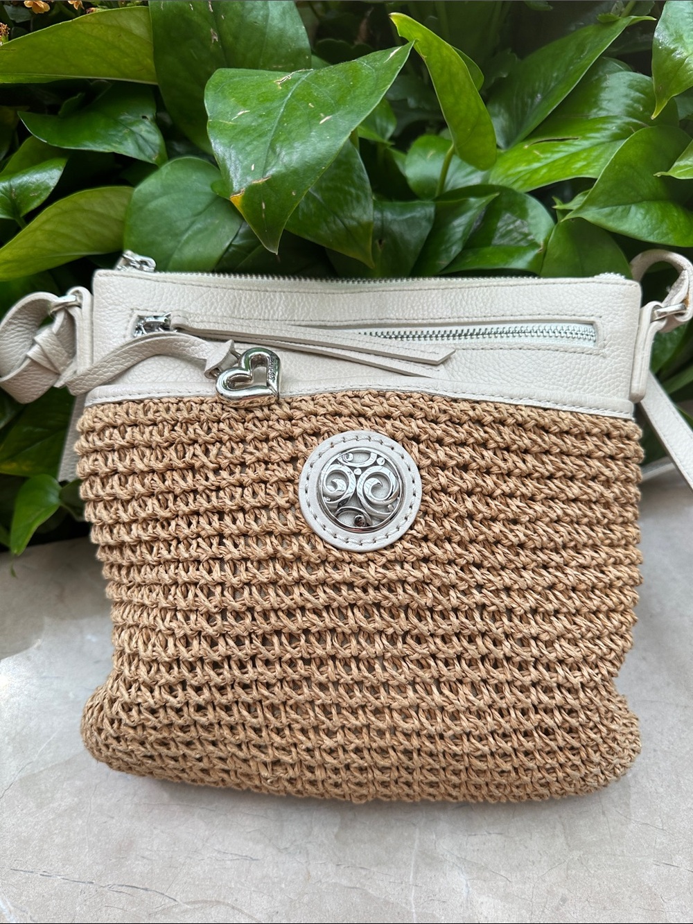 Brighton woven an leather cream color